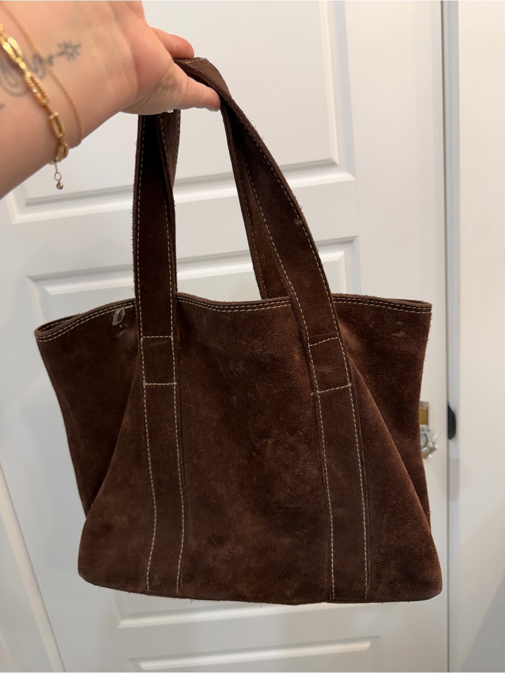 Vintage Banana Republic Brown Suede Tote Bag - Picture 3 of 4